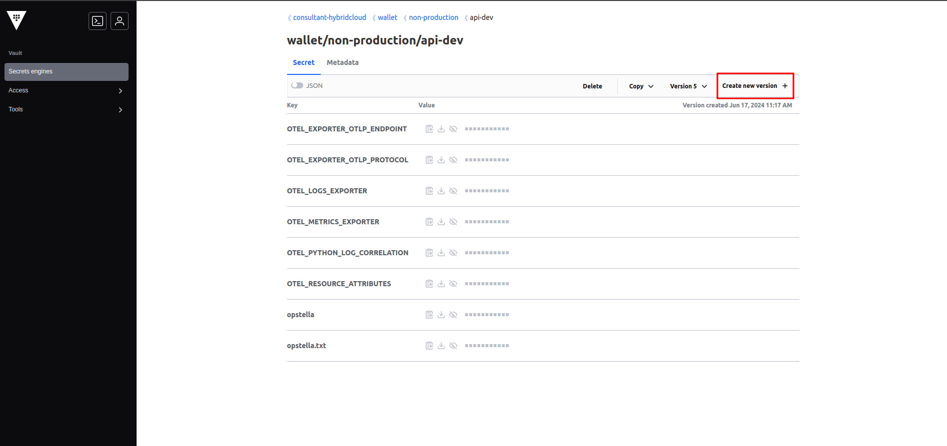 Img Vault Secret Create