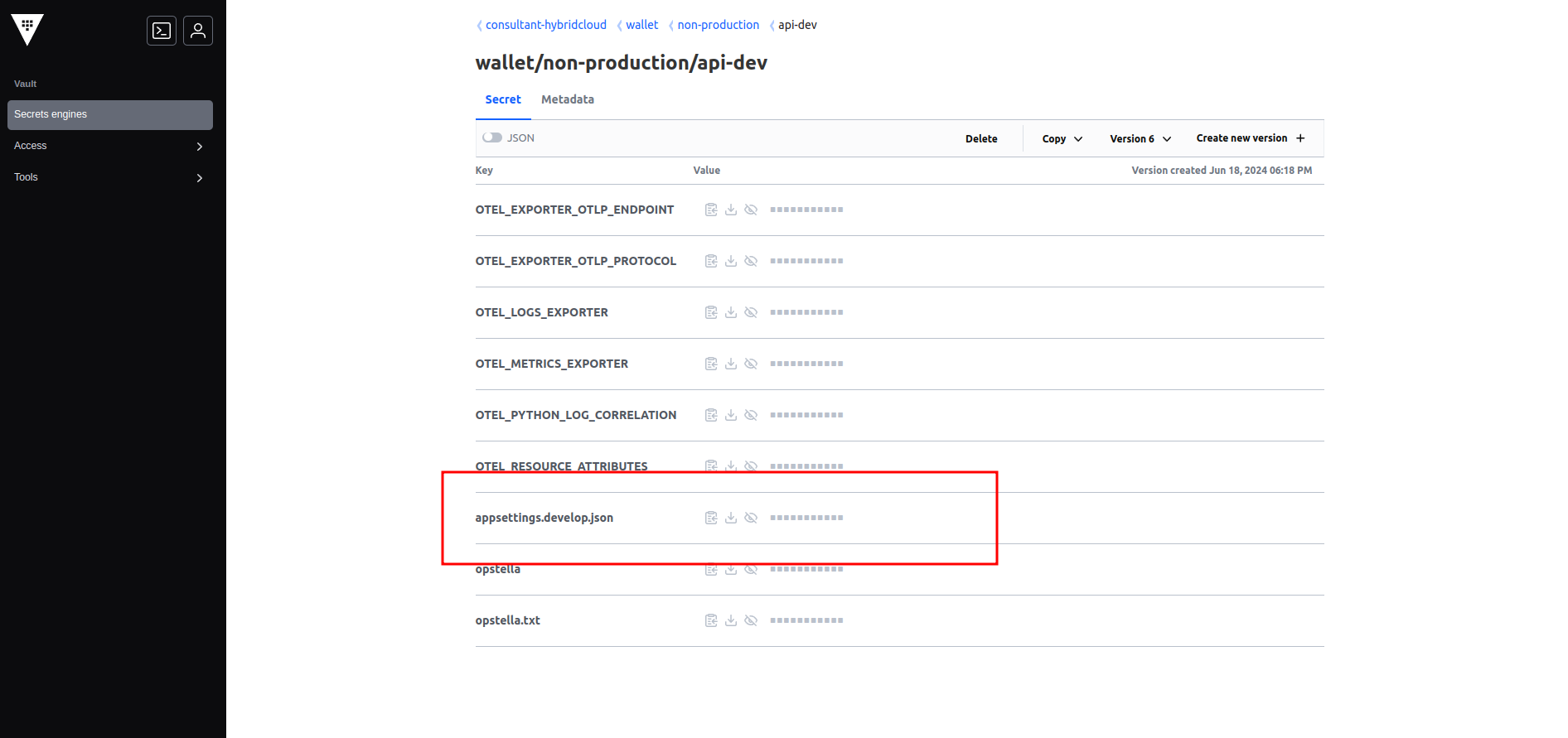 Img Vault Secret Create Success